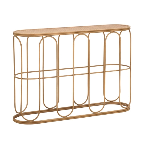 Boho Chic Metal Console Table with Rattan Top Samui Promotion