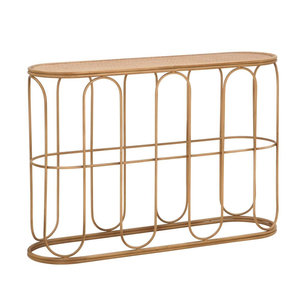 Boho Chic Metal Console Table with Rattan Top Samui