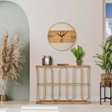 Boho Chic Metal Console Table with Rattan Top Samui On Sale