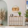 Boho Chic Metal Console Table with Rattan Top Samui On Sale