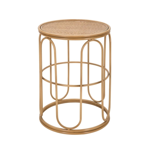 Samui Round Metal and Rattan Coffee Table, 55x40x40cm Promotion