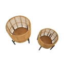 Set of 2 Round Rattan Plant Stands with Black Metal Base Zeyok Offers