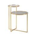 Gold Metal Coffee Table with 2 Smoked Glass Shelves - Mohana Promotion