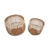 Set of 2 Round Storage Baskets in Rattan and Fabric Fuji Offers