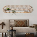 Boho Chic Panama Wall Shelf in Metal and Rattan On Sale