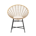 Metal and Rattan Chair with White Cushion, Boho Chic Panama Offers