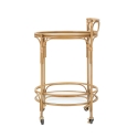 Round Rattan Serving Cart with Glass Shelves Panama Sale