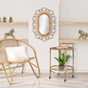 Round Rattan Serving Cart with Glass Shelves Panama On Sale
