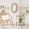Round Rattan Serving Cart with Glass Shelves Panama On Sale
