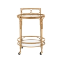 Round Rattan Serving Cart with Glass Shelves Panama Offers