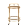 Round Rattan Serving Cart with Glass Shelves Panama Offers