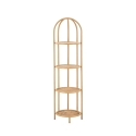 Round Corner Bookshelf in Rattan and Metal, 4 Shelves - Panama Promotion