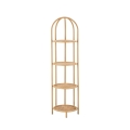 Round Corner Bookshelf in Rattan and Metal, 4 Shelves - Panama Promotion