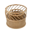 Set of 2 Round Metal and Rattan Plant Stands Panama Sale