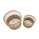 Set of 2 Round Metal and Rattan Plant Stands Panama Offers