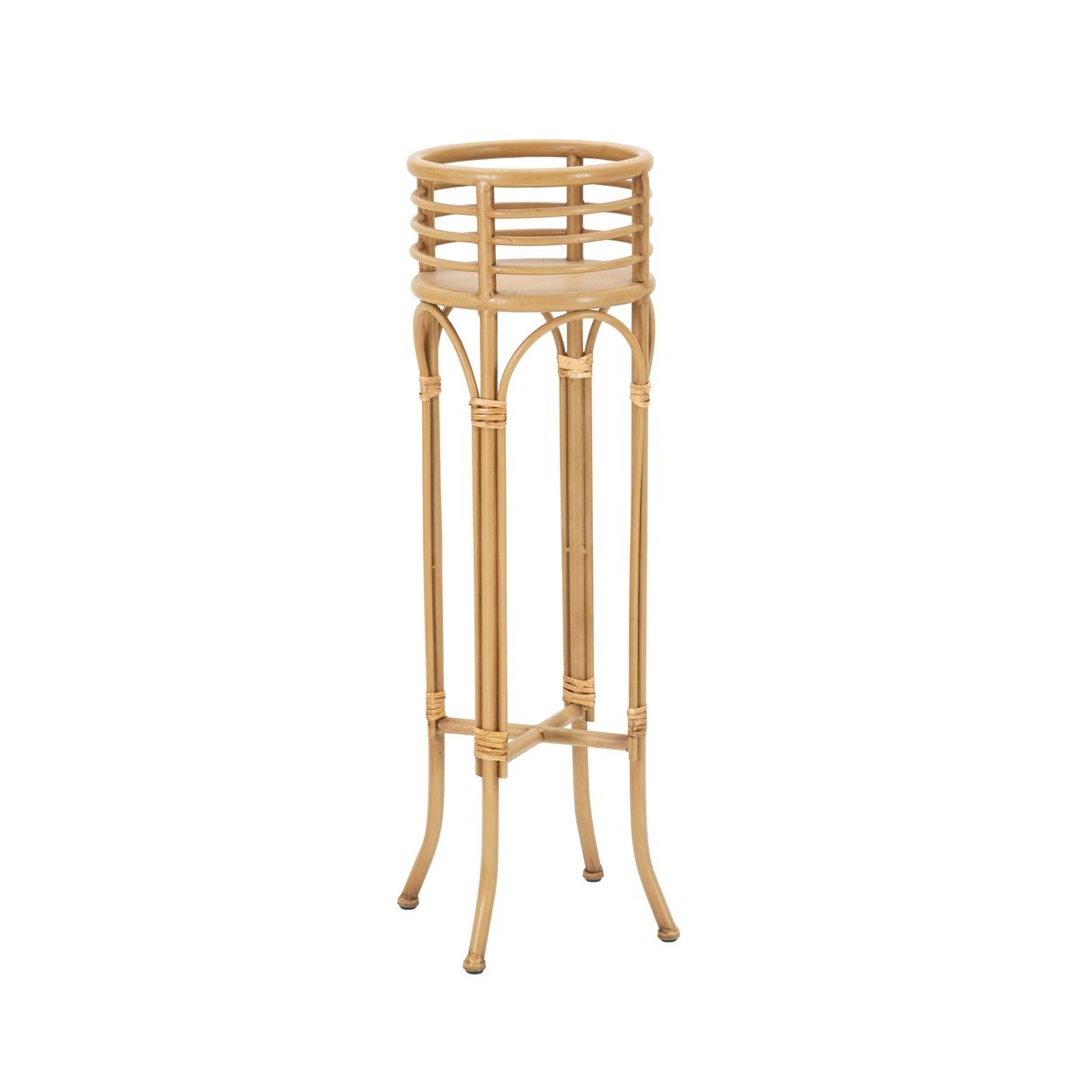 Panama Stand Round Plant Pot Holder with Metal and Rattan Base Promotion