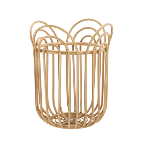 Round Metal and Woven Rattan Bamboo Plant Stand Panama Promotion