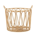 Boho Chic Round Metal and Rattan Storage Basket Panama Promotion