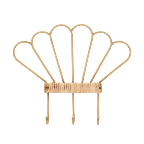 Wall-Mounted Metal and Rattan Coat Rack with 3 Hooks, Panama Promotion