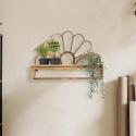 Panama Metal and Rattan Wall Shelf with Hanging Rod On Sale