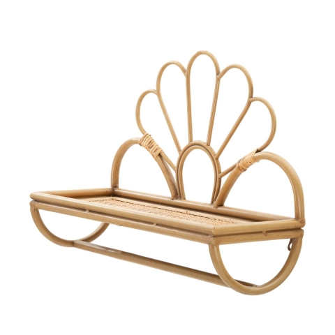Panama Metal and Rattan Wall Shelf with Hanging Rod Promotion