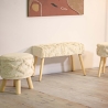 Round Fabric Upholstered Stool with Wooden Legs Damasco On Sale