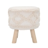 Round Fabric Upholstered Stool with Wooden Legs Damasco Offers