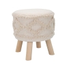 Round Fabric Upholstered Stool with Wooden Legs Damasco Promotion