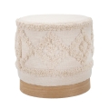 Round Upholstered Fabric Pouf with Wood Base 40x40 Damasco Promotion