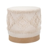 Round Upholstered Fabric Pouf with Wood Base 40x40 Damasco Promotion