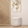 Round Upholstered Fabric Pouf with Wood Base 40x40 Damasco On Sale
