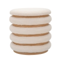 Round Storage Ottoman in Wood and Boho Chic Fabric - Damasco Line Promotion