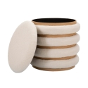 Round Storage Ottoman in Wood and Boho Chic Fabric - Damasco Line Sale