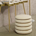 Round Storage Ottoman in Wood and Boho Chic Fabric - Damasco Line On Sale