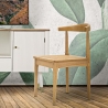 Set of 2 Wooden Kitchen Chairs with Woven Rattan Seat Japan On Sale