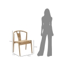 Set of 2 Wooden Kitchen Chairs with Woven Rattan Backrest Japan Characteristics