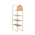 Panama Round Wall-Mounted Metal and Rattan Bookshelf with 4 Shelves Sale