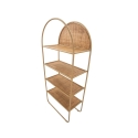 Panama Round Wall-Mounted Metal and Rattan Bookshelf with 4 Shelves Discounts