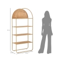 Panama Round Wall-Mounted Metal and Rattan Bookshelf with 4 Shelves Choice Of