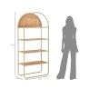 Panama Round Wall-Mounted Metal and Rattan Bookshelf with 4 Shelves Choice Of