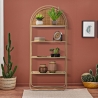 Panama Round Wall-Mounted Metal and Rattan Bookshelf with 4 Shelves On Sale