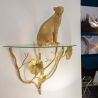 Tisty Gold Metal Wall Shelf with Glass Top On Sale