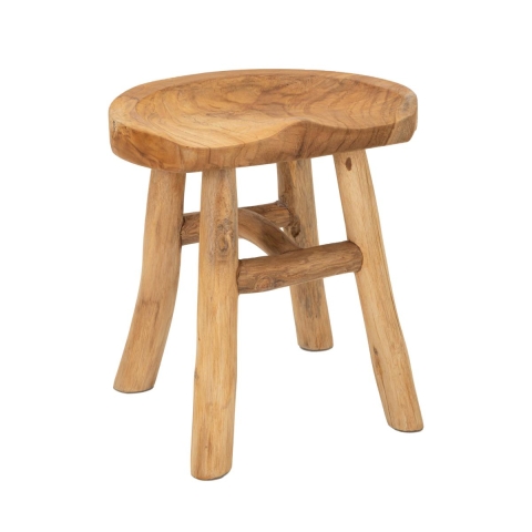Handcrafted Teak Wood Stool, Rustic Ethnic Style Sel Promotion