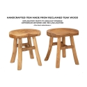 Handcrafted Teak Wood Stool, Rustic Ethnic Style Sel Model