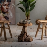 Sel Slim Teak Wood Stool, Ethnic Natural Design Characteristics