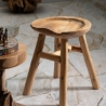 Sel Slim Teak Wood Stool, Ethnic Natural Design On Sale