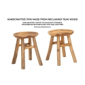 Sel Slim Teak Wood Stool, Ethnic Natural Design Measures