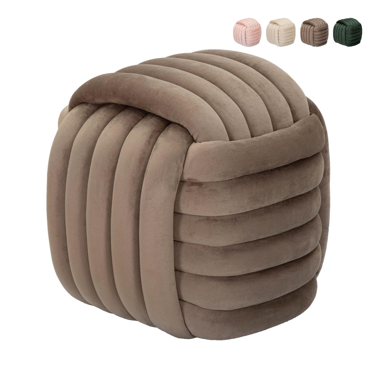 Softy Modern Velvet Padded Woven Design Pouf Discounts