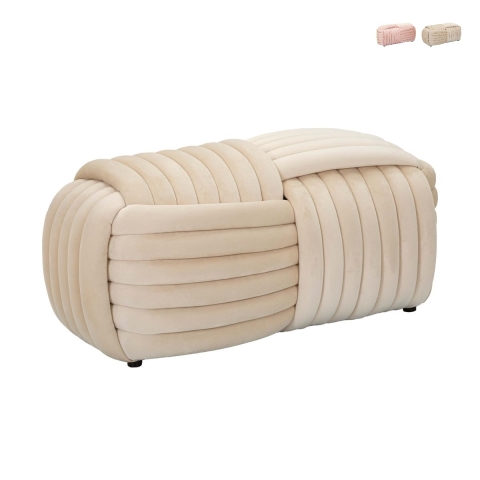 Modern Velvet Woven Bench Pouf 90x45x45cm Softy Promotion