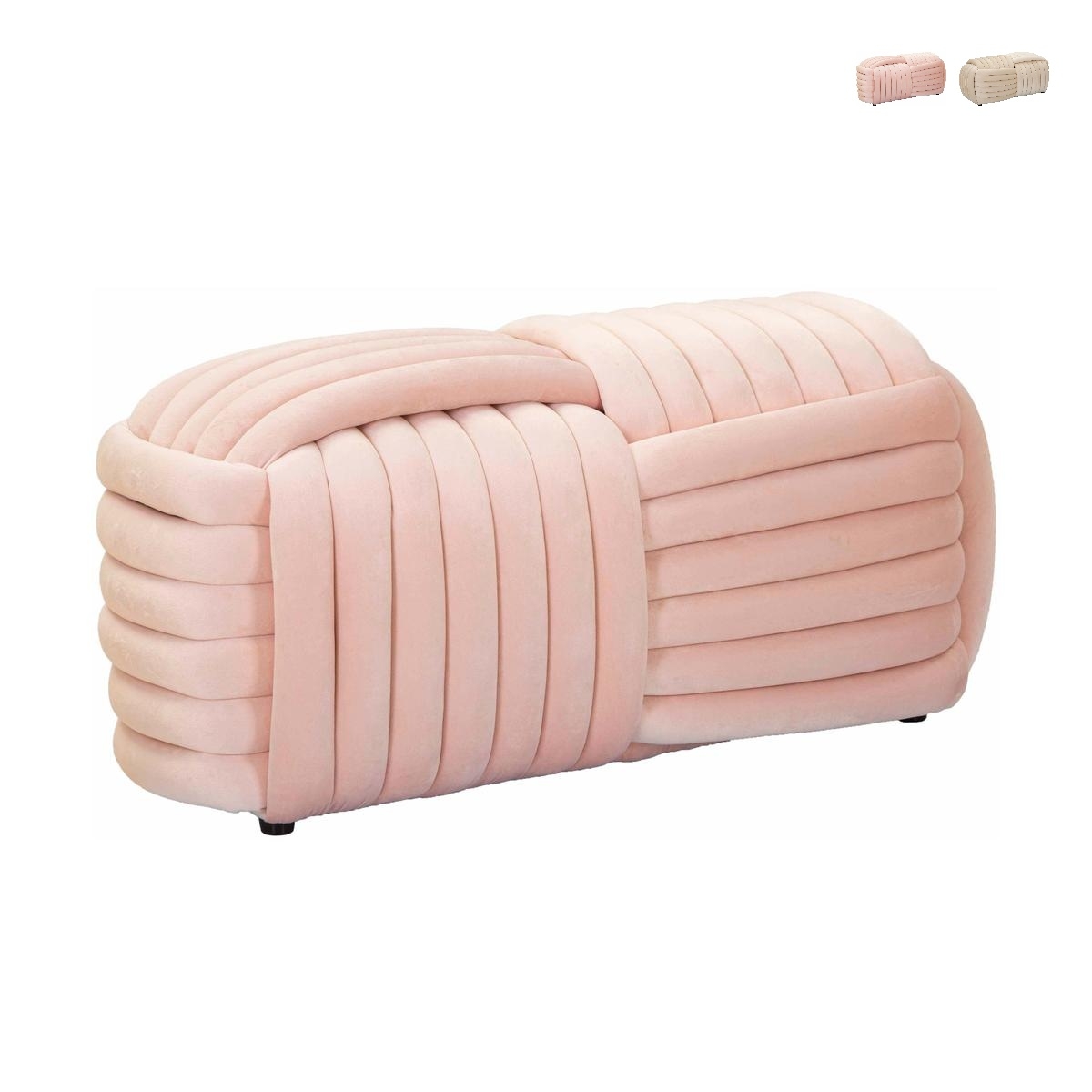 Modern Velvet Woven Bench Pouf 90x45x45cm Softy Offers